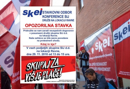 29.11.2018 bo opozorilna stavka sindikata SKEI v družbah na lokaciji Ravne!